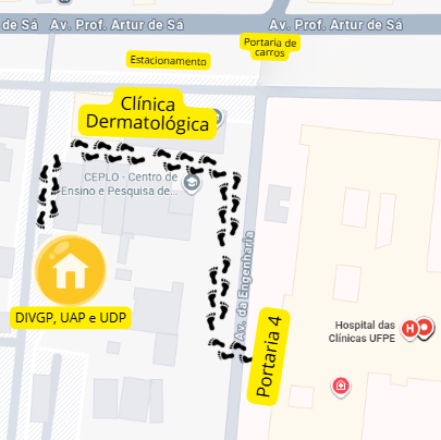 Mapa de acesso ao local temporário da DIVGP, UAP e UDP